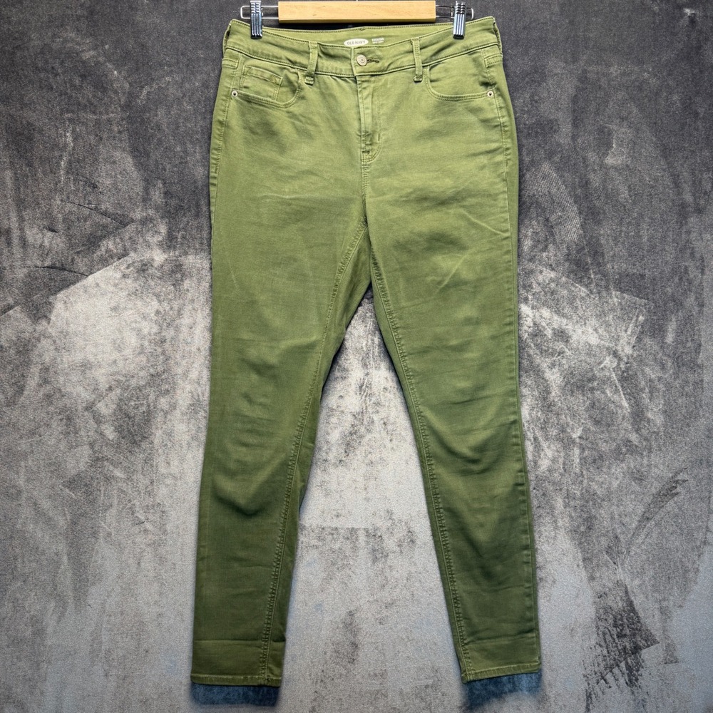 Old Navy Jeans Womens 10 Green Cotton Rockstar Super Skinny Mid Rise Stretch